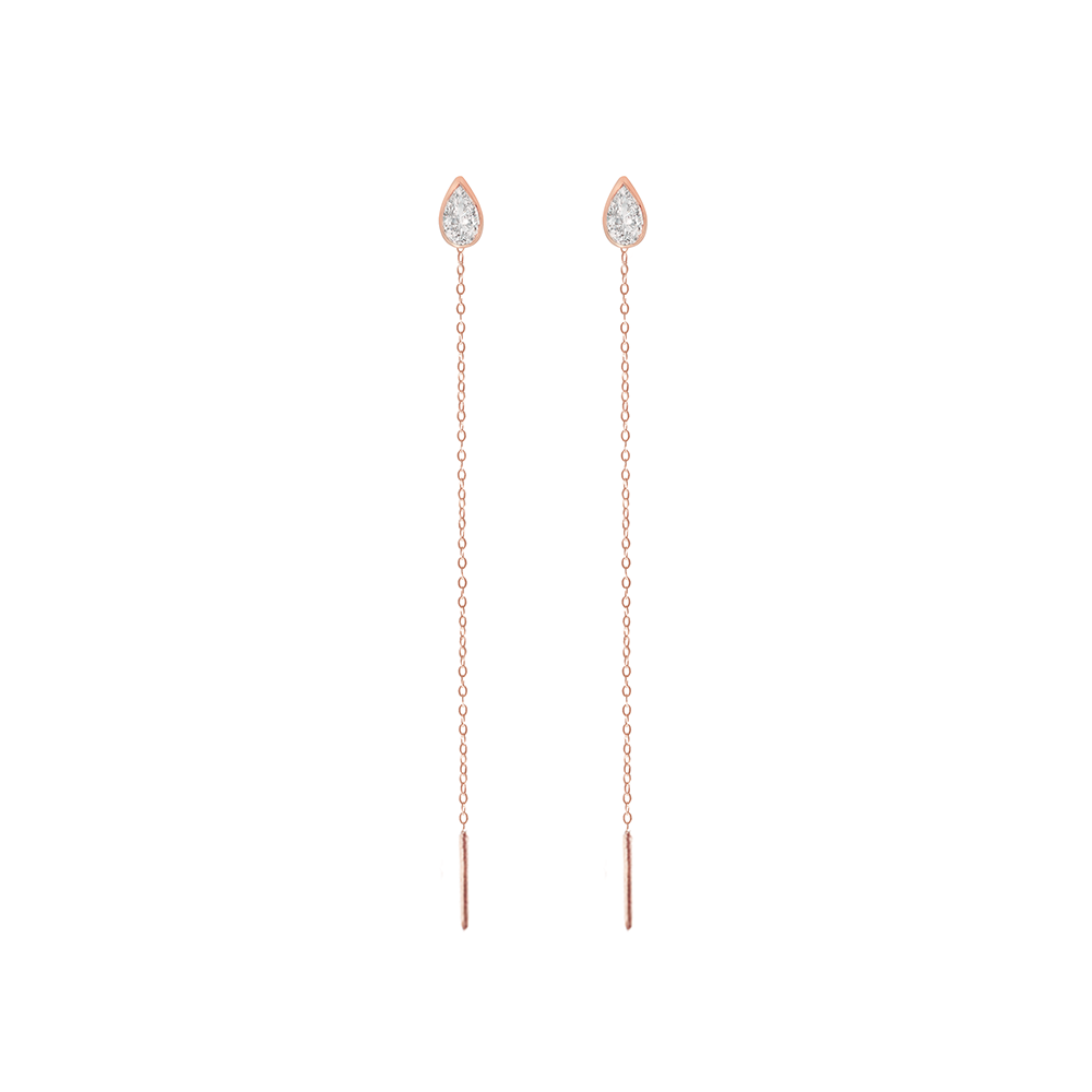 Pear Diamond Ear Threader Poe designer jewelry rose gold earrings dangle venus sacred geometry chakra sacral yoga energy long earrings Earrings