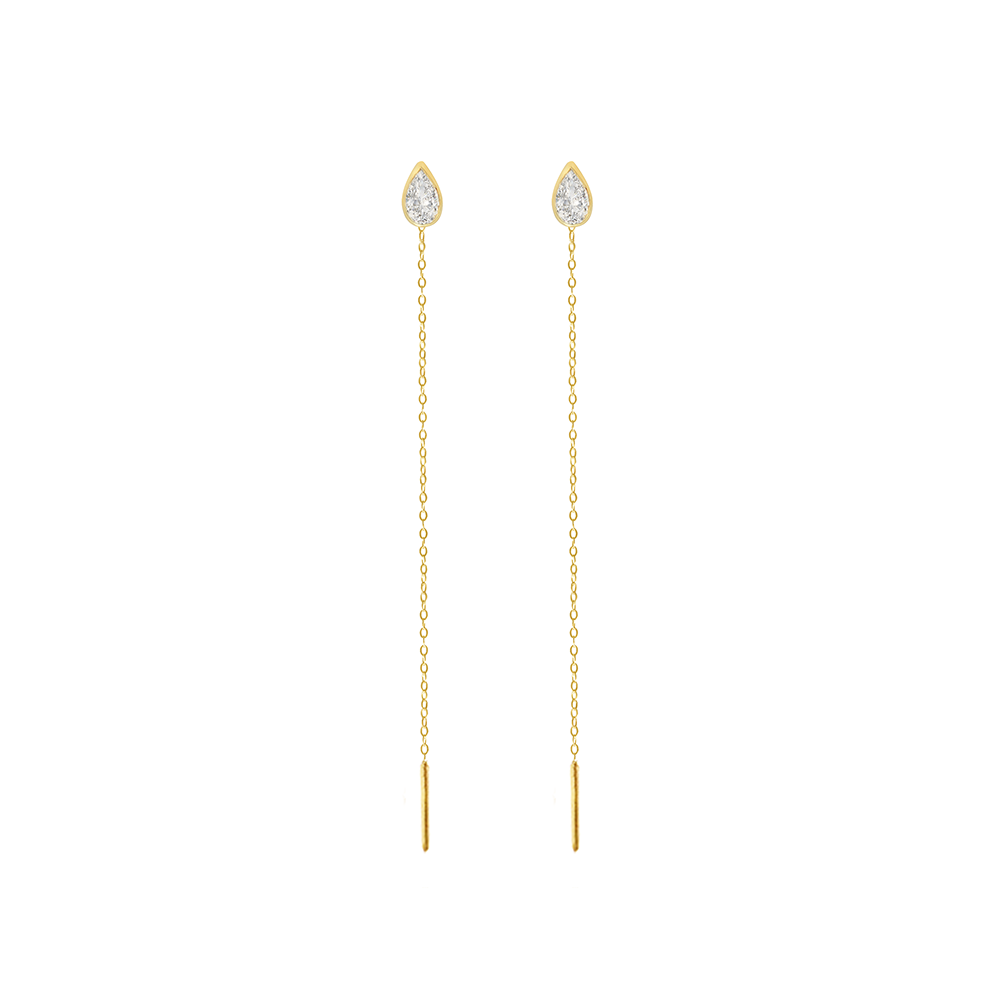 Pear Diamond Ear Threader Poe designer jewelry rose gold earrings dangle venus sacred geometry chakra sacral yoga energy long earrings Earrings
