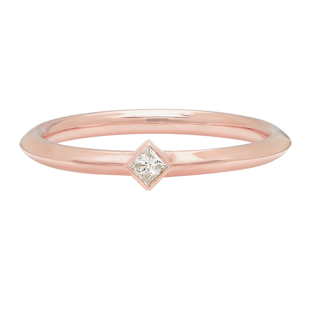 Poe Designer Jewelry Fancy Diamond Engagement Solitaire Alternative Wedding Band Ring Gold 18 Karat