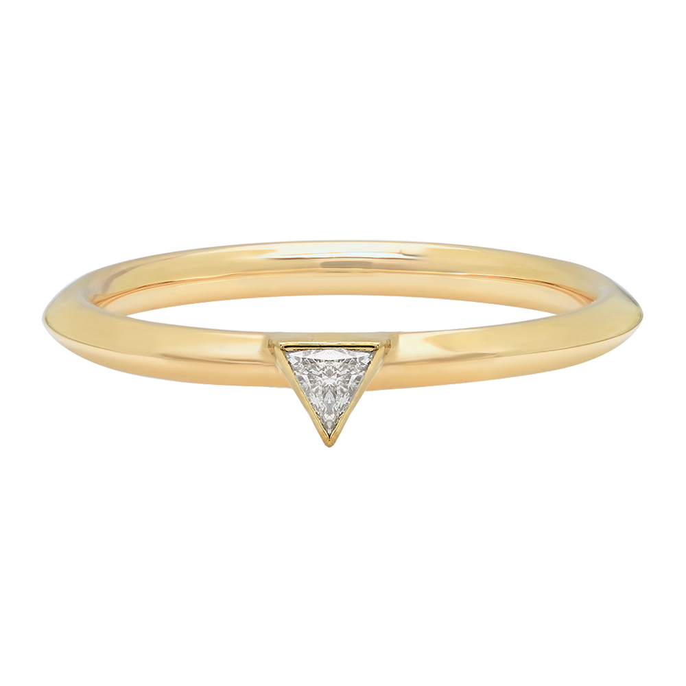 Poe Designer Jewelry Fancy Diamond Engagement Solitaire Alternative Wedding Band Ring Gold 18 Karat