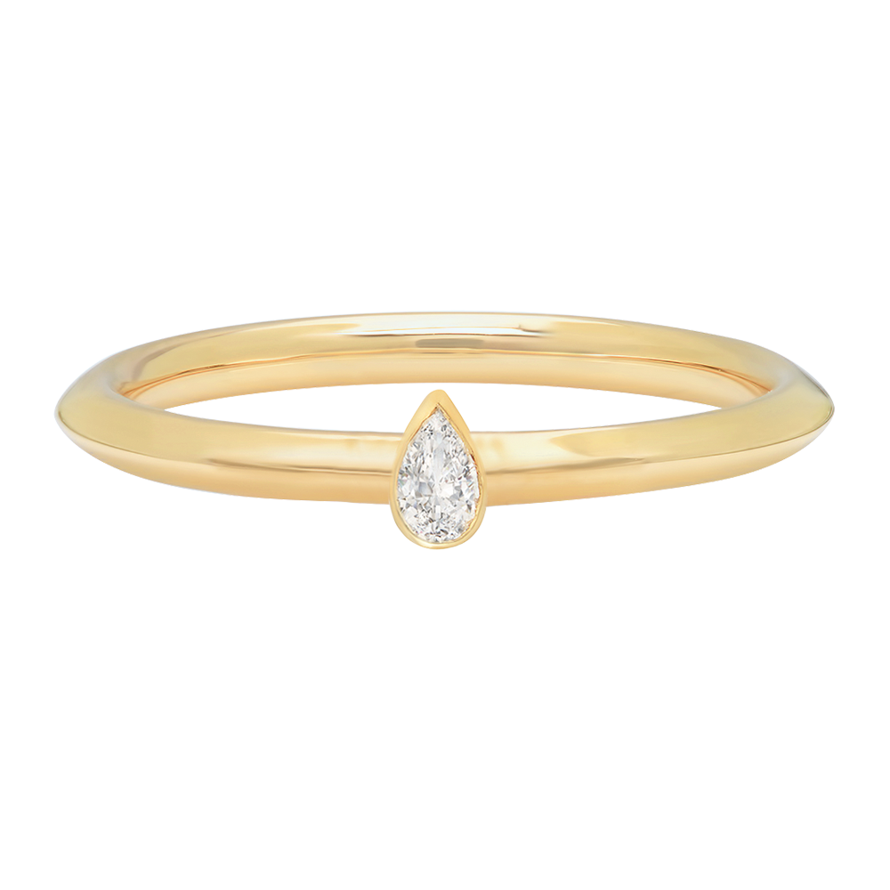Pear Diamond Ring Poe Designer Jewelry Fancy Diamond Engagement Solitaire Alternative Wedding Band Ring Gold 18 Karat stackable sacral chakra sacred geometry yoga energy rose gold