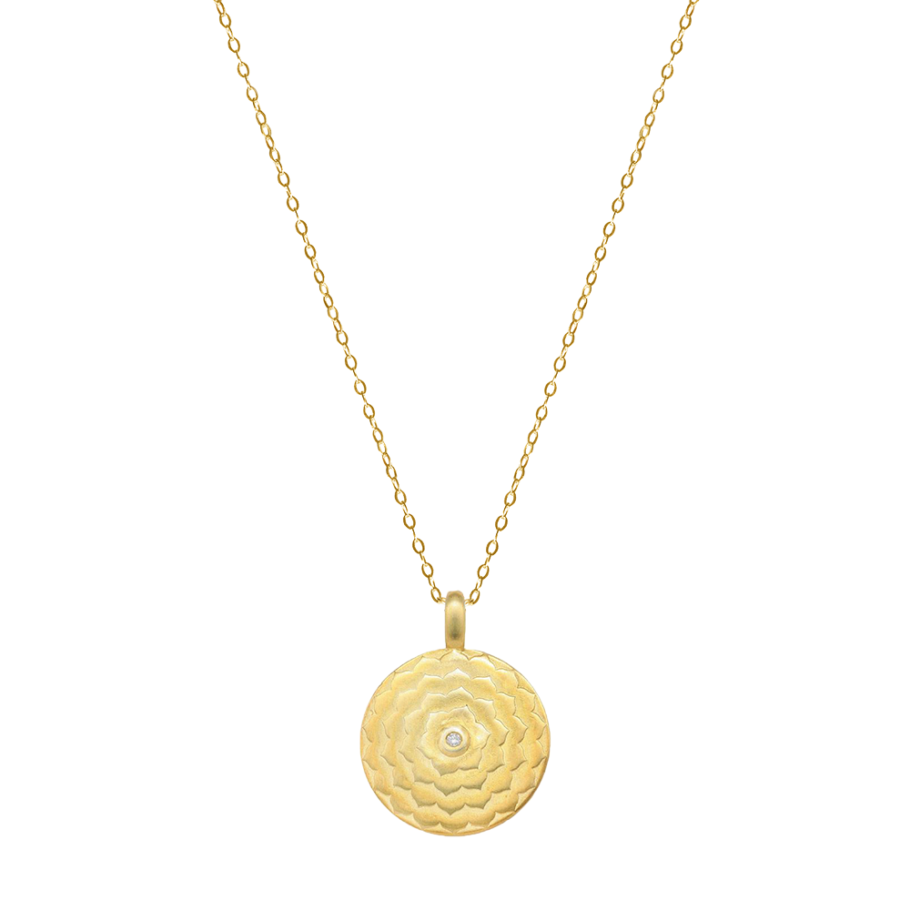 Crown Lotus Diamond Necklace 18KT lotusdiamond×goldsap pinksapphire pink sapphire rise above yoga chakra diamond petal flower sacred geometry poejewelry poe pendant