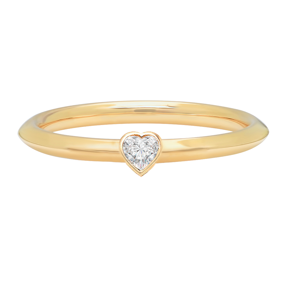 Heart Diamond Ring Poe designer jewelry rose gold heart venus sacred geometry heart chakra anahata yoga energy corazon stackable wedding band 18KT rosegold