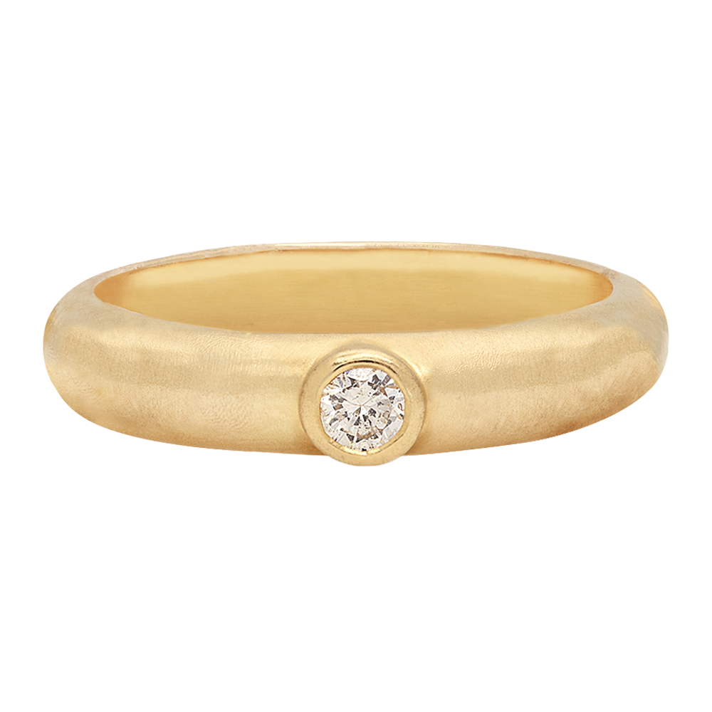 Poe Designer Jewelry Fancy Diamond Engagement Solitaire Alternative Wedding Band Ring Gold 18 Karat