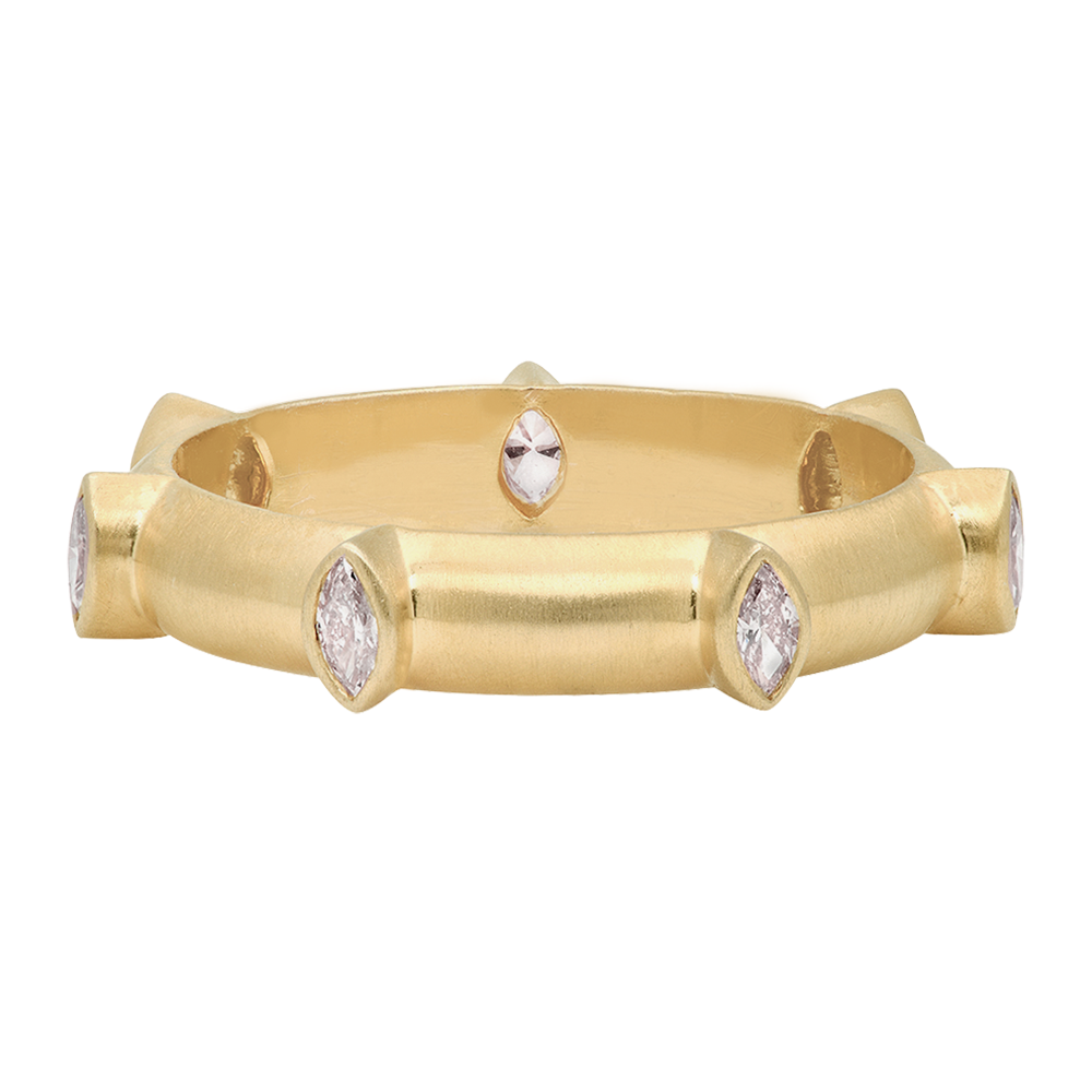 Marquis Diamond Japa Ring 18KT sacred geometry designer chakra sacral chakra Poe Marquis Fancy Diamond Japa Prayer Rosary Alternative Wedding Band Engagement Ring