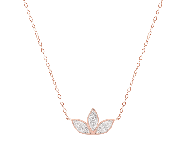Lotus Diamond Necklace rose gold diamond cluster lotus flower bloom marquis flower poe jewelry poejewelry sacred geometry chakra