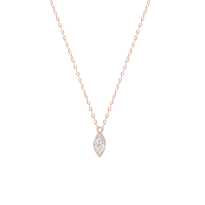 Marquis Diamond Solitaire Necklace rosegold throat chakra sacred geometry yoga spirituality energy poe venice designer