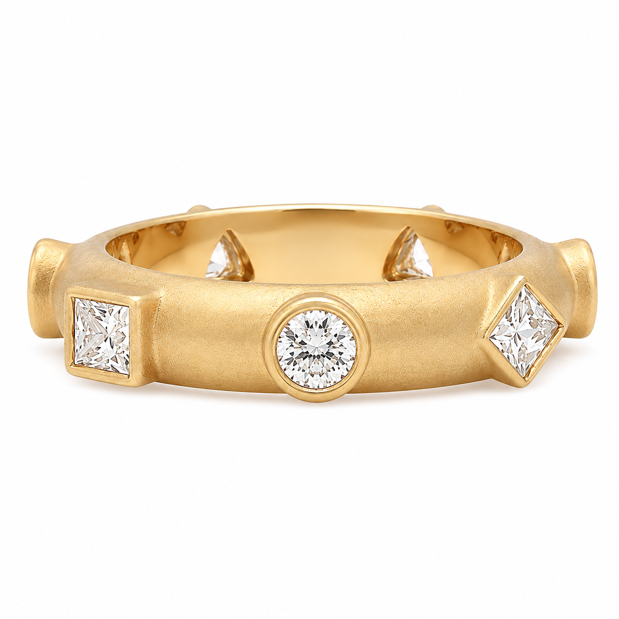 7 Centers Diamond Japa Ring