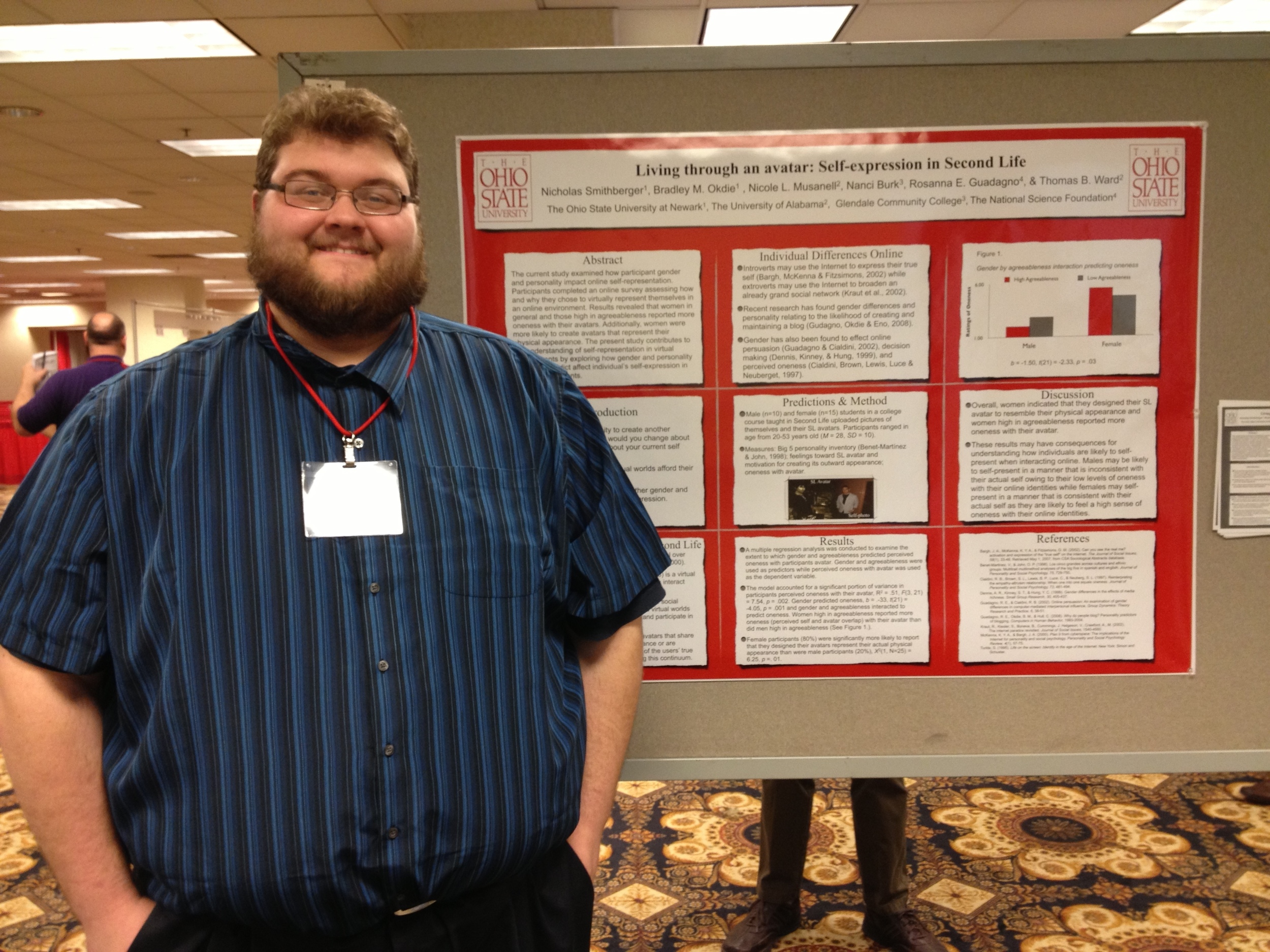  Research assistant Nick Smithberger presenting research at the Midwestern Psychological Association. 