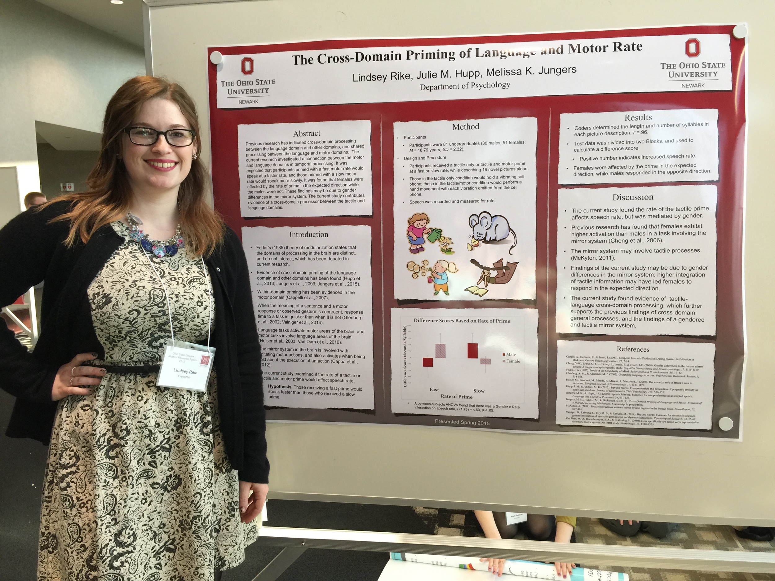  Research assistant Lindsey Rike presenting research at the Newark Research Forum. 