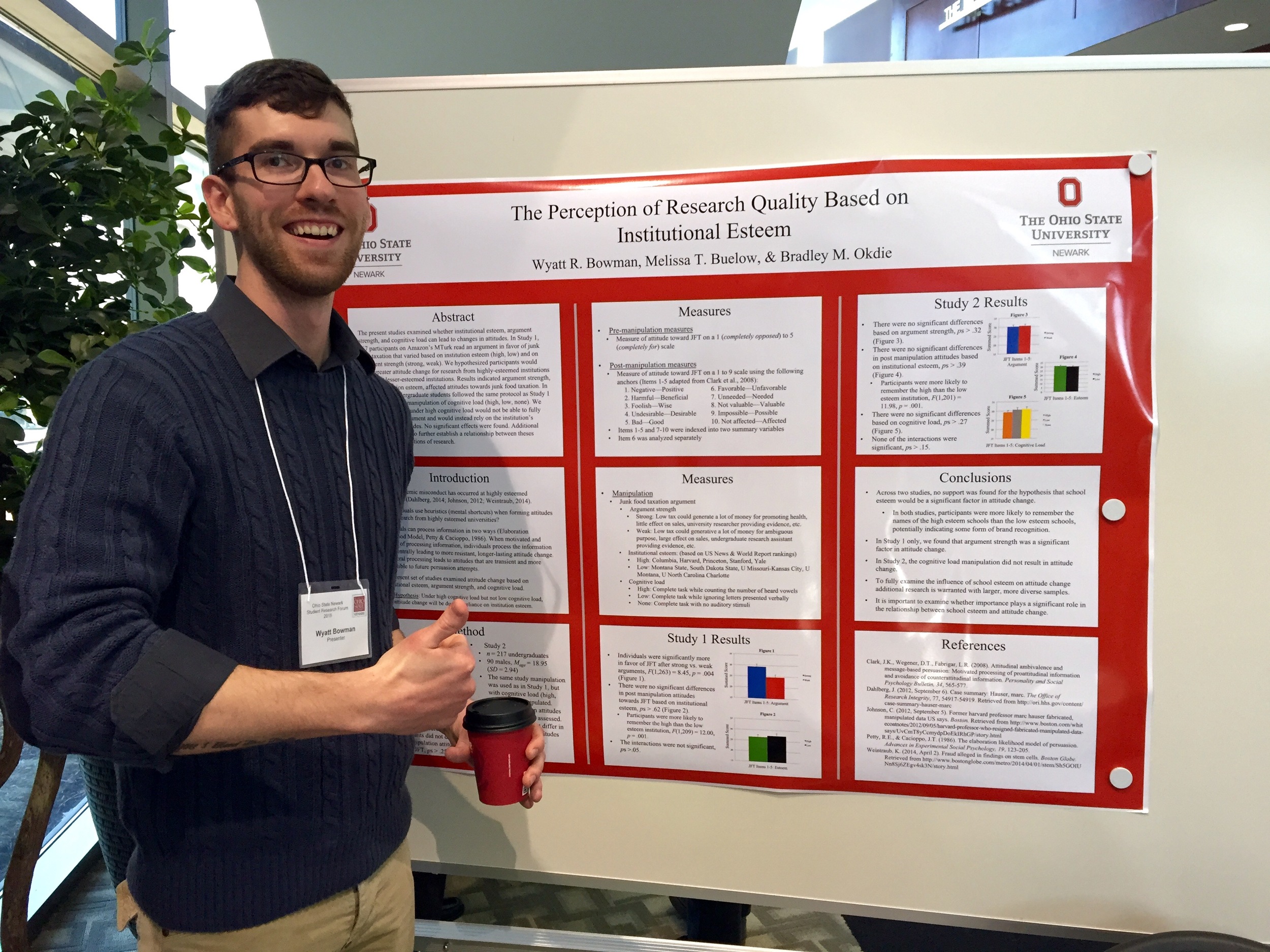  Research assistant Wyatt Bowman presenting research at the Newark Research Forum. 