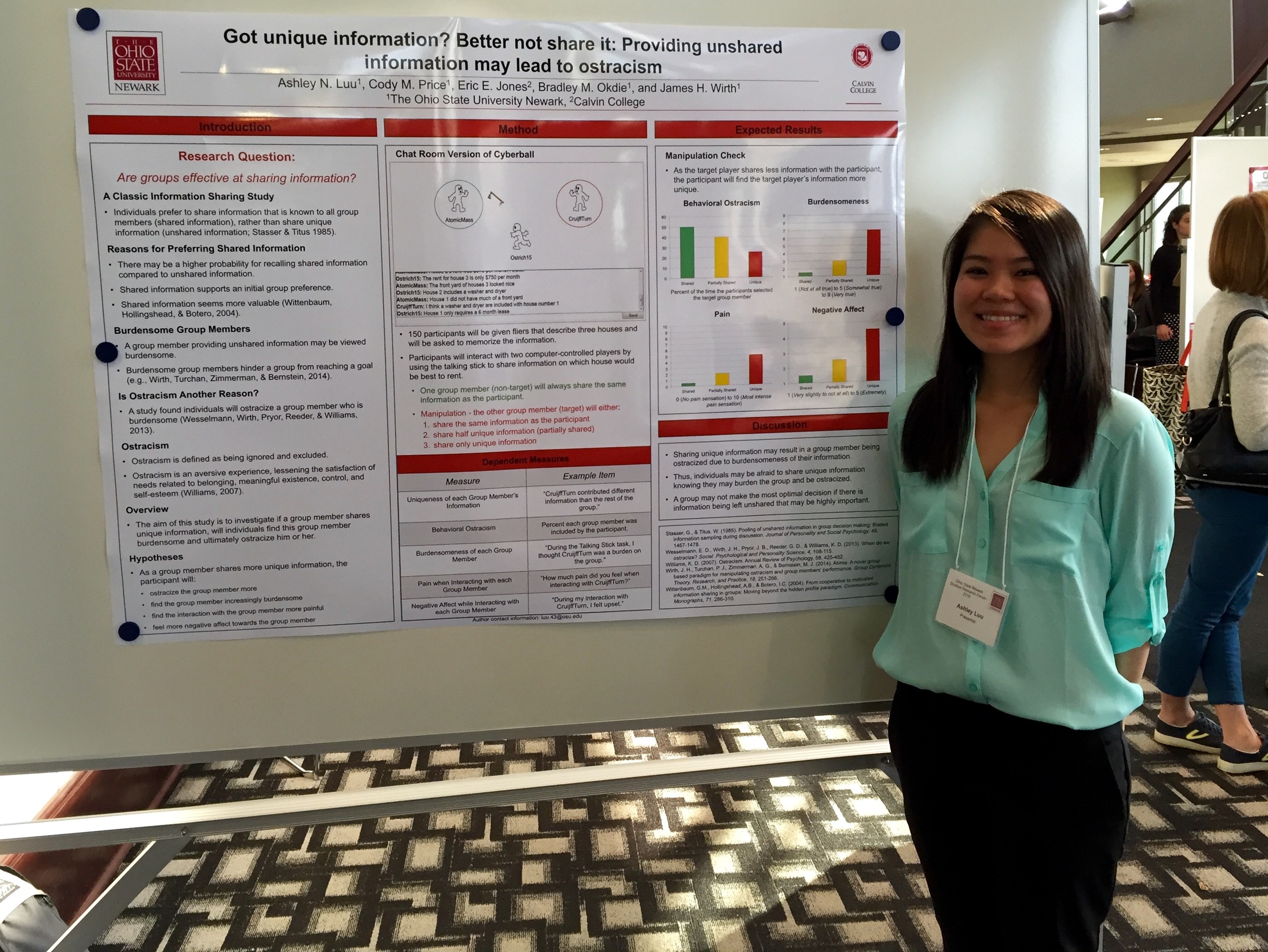  Research assistant Ashley Luu presenting research at the Newark Research Forum. 