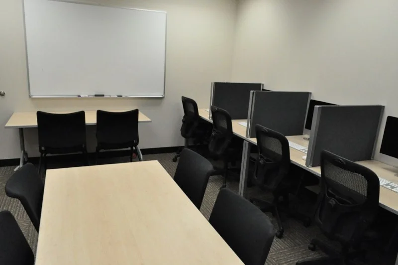 Tables in center of lab for group data collection