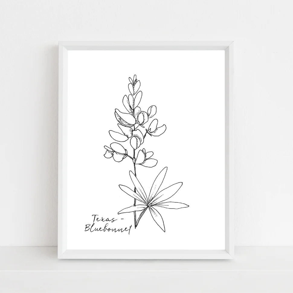Texas bluebonnet state flower framed mock up with script.jpg