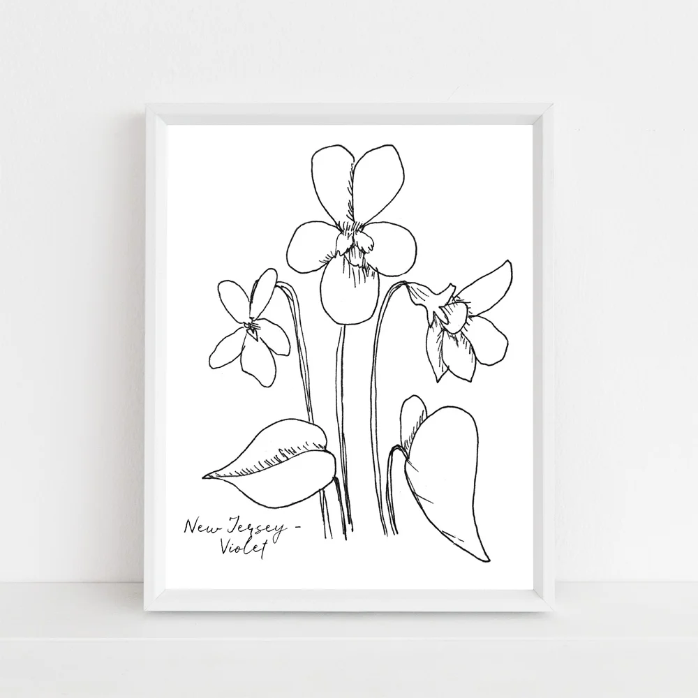 New Jersey violet state flower framed mock up with script.jpg