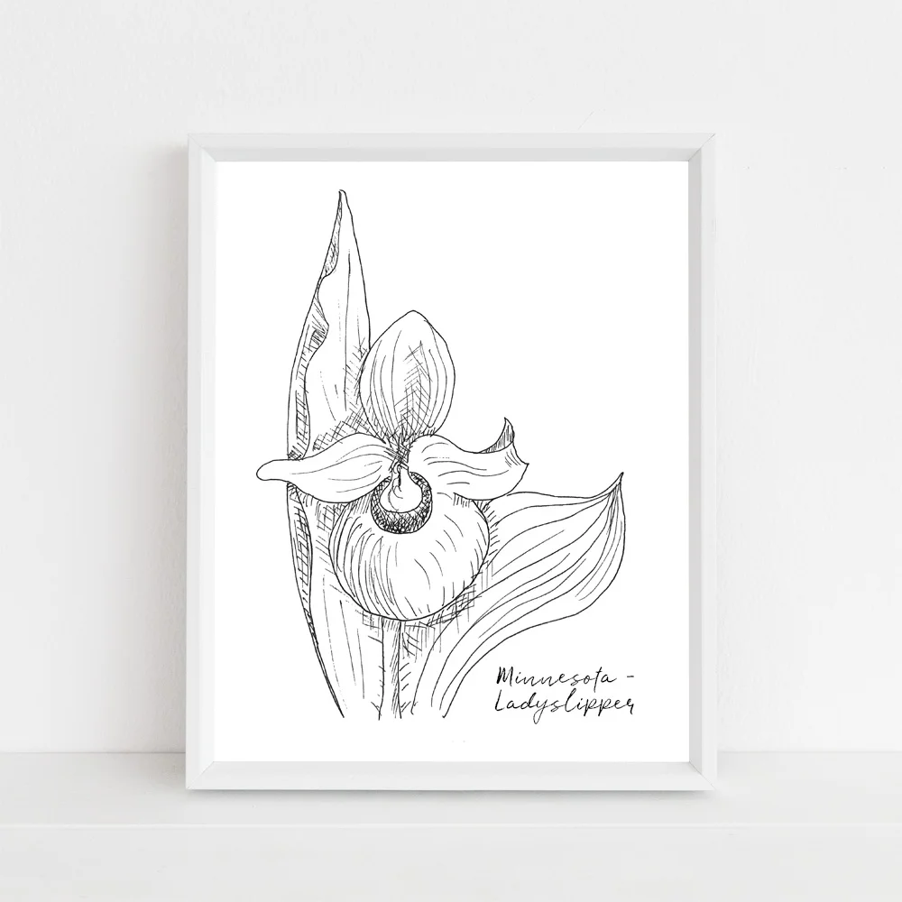 Minnesota ladyslipper state flower framed mock up with script.jpg