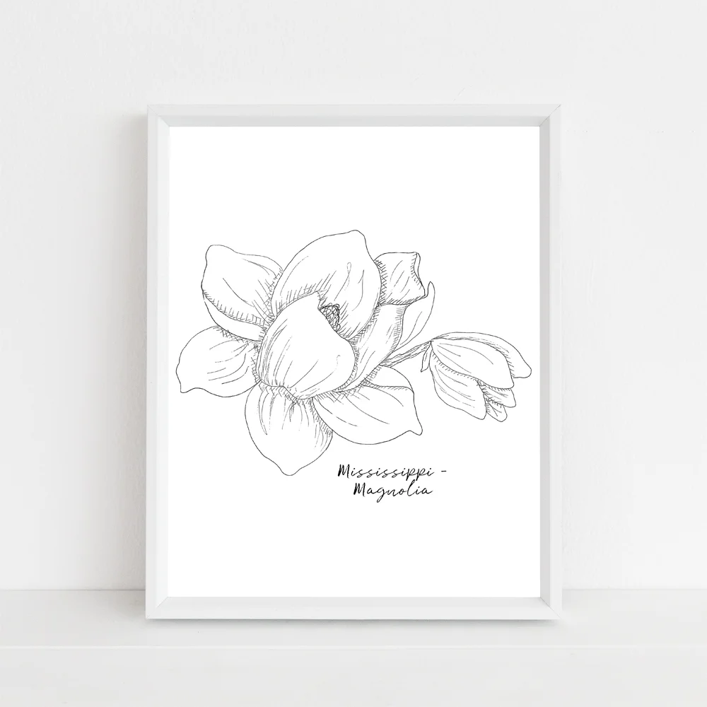 Mississippi magnolia state flower framed mock up with script.jpg