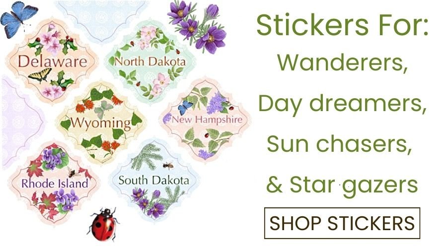 Stickers for wanderers, nomads, day dreamers, sun chasers, and star gazers