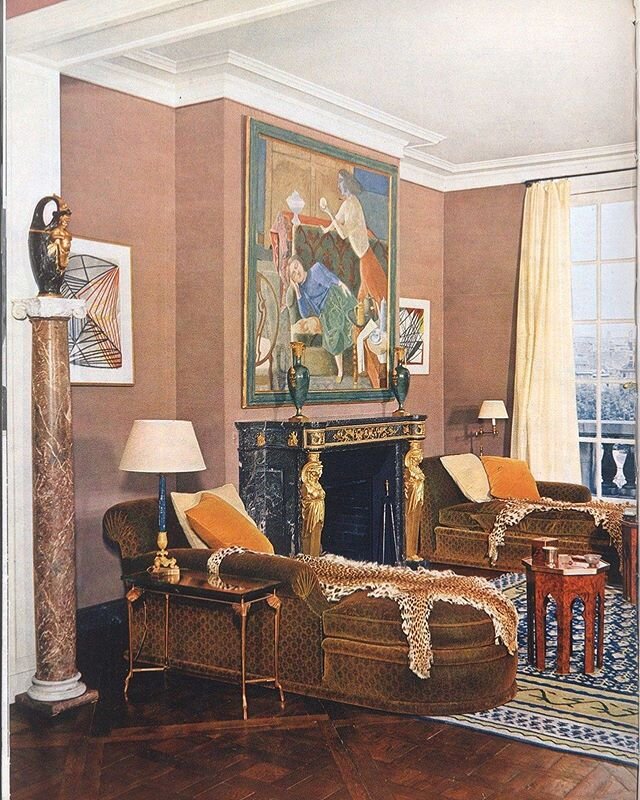 Georges Geffroy outfitted fellow designer Henri Samuel&rsquo;s Paris salon with a color scheme inspired by Balthus&rsquo;s Le fruit d&rsquo;or, which hangs above the Empire mantel.
@archdigest 
@savedny 
#saved
Photo: Courtesy of Gourcuff Gradenigo
.