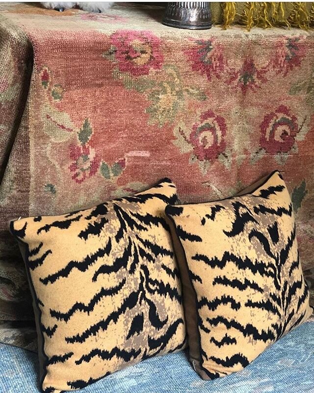 Calabria handmade cashmere pillows at Paige Albright Orientals in Birmingham, She has a wonderful collection of fine carpets and unique rugs.
@paorientals 
@savedny 
#tigers .
.
.
.
.
.
.
.
.