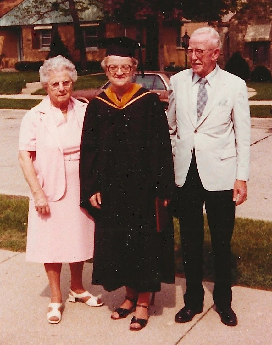 Miram, Mary, and George Howden at Mary's BSN graduation from Alverno College, 1982.