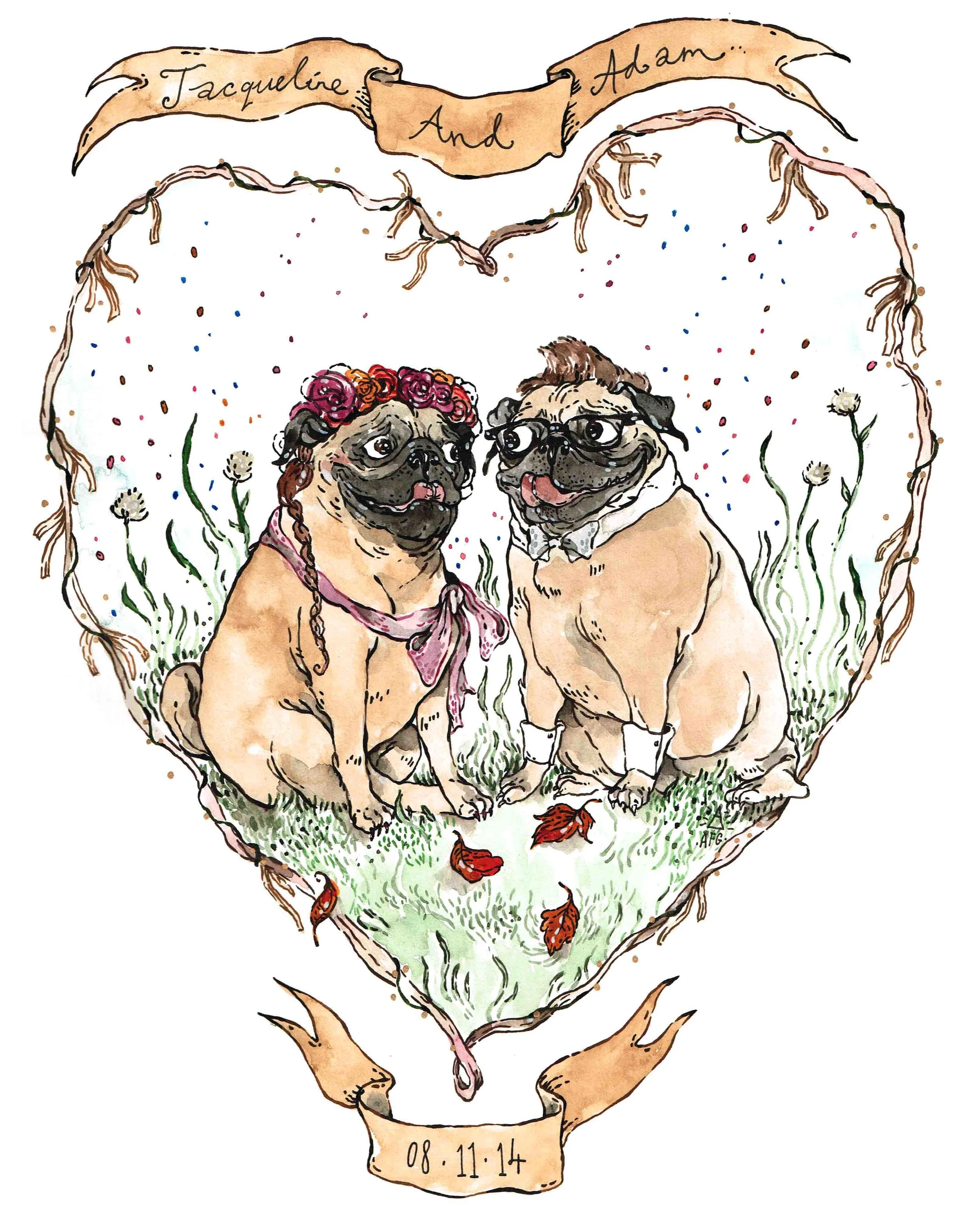 Pug Wedding Portrait, 2015