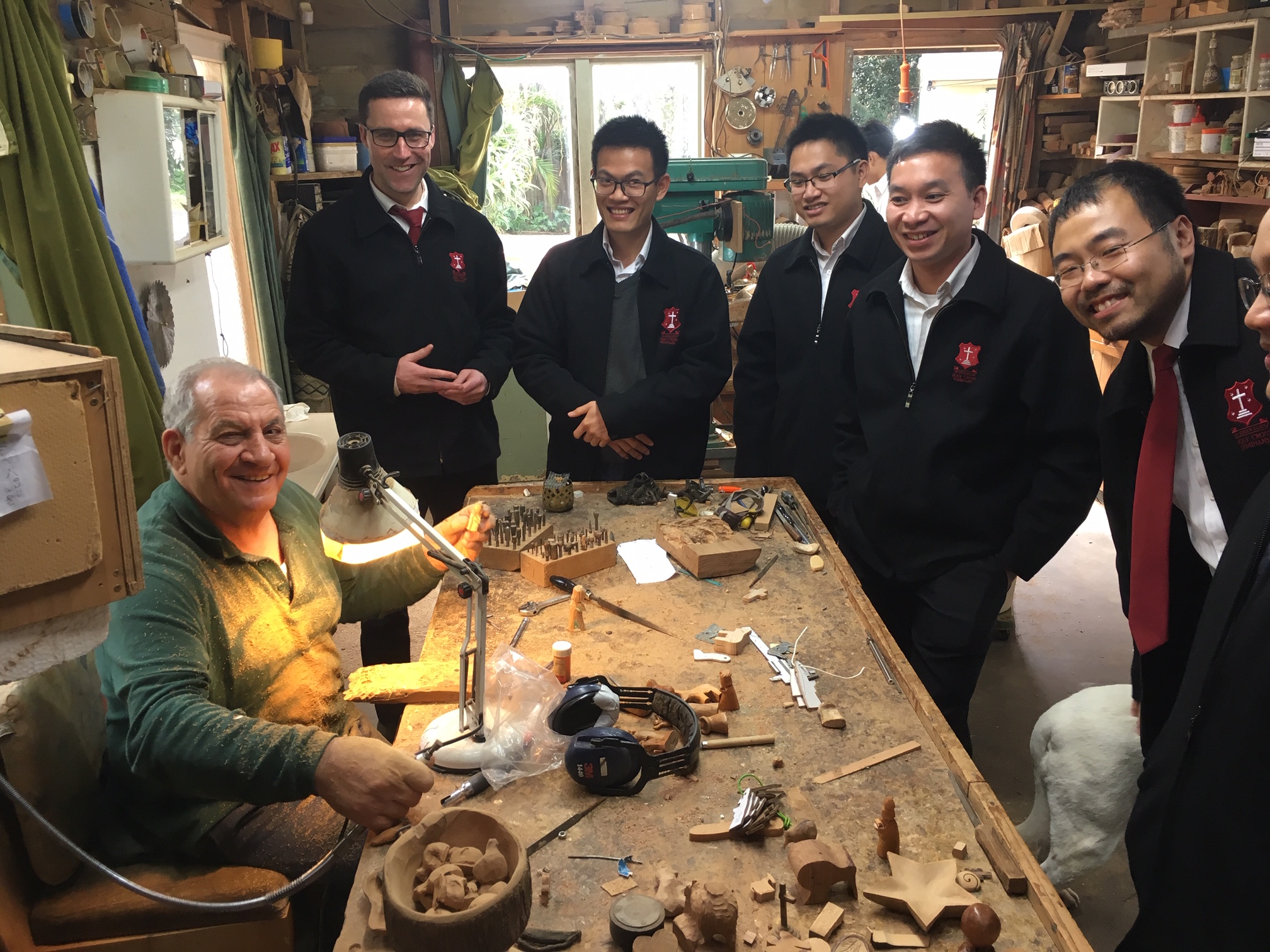 Students Visiting Jiries Giacaman Woodcarving Studio