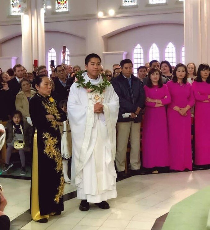 Vui and his Mother - Ordination to Priesthood - Palmerston North Diocese