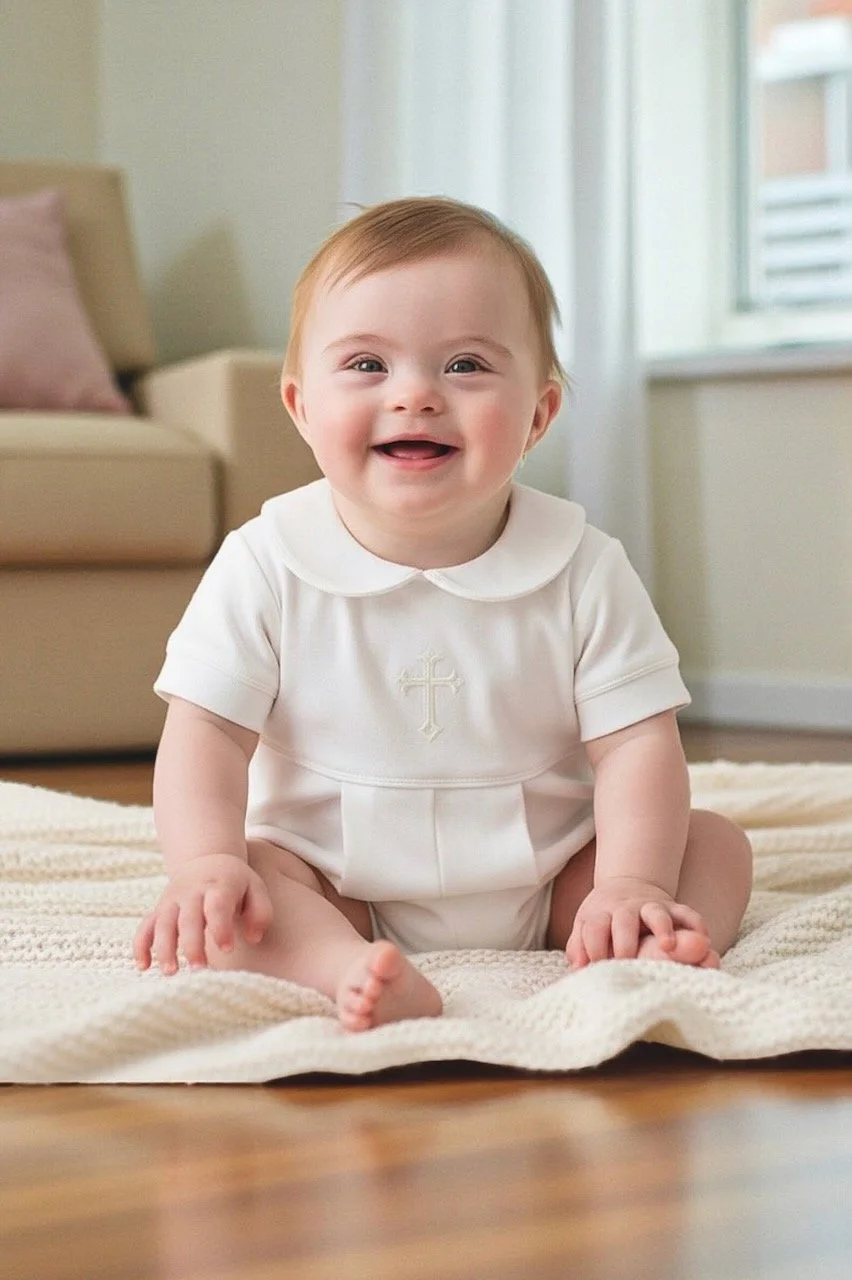 New! Aaron Shortie Baptism Romper- in Cream
