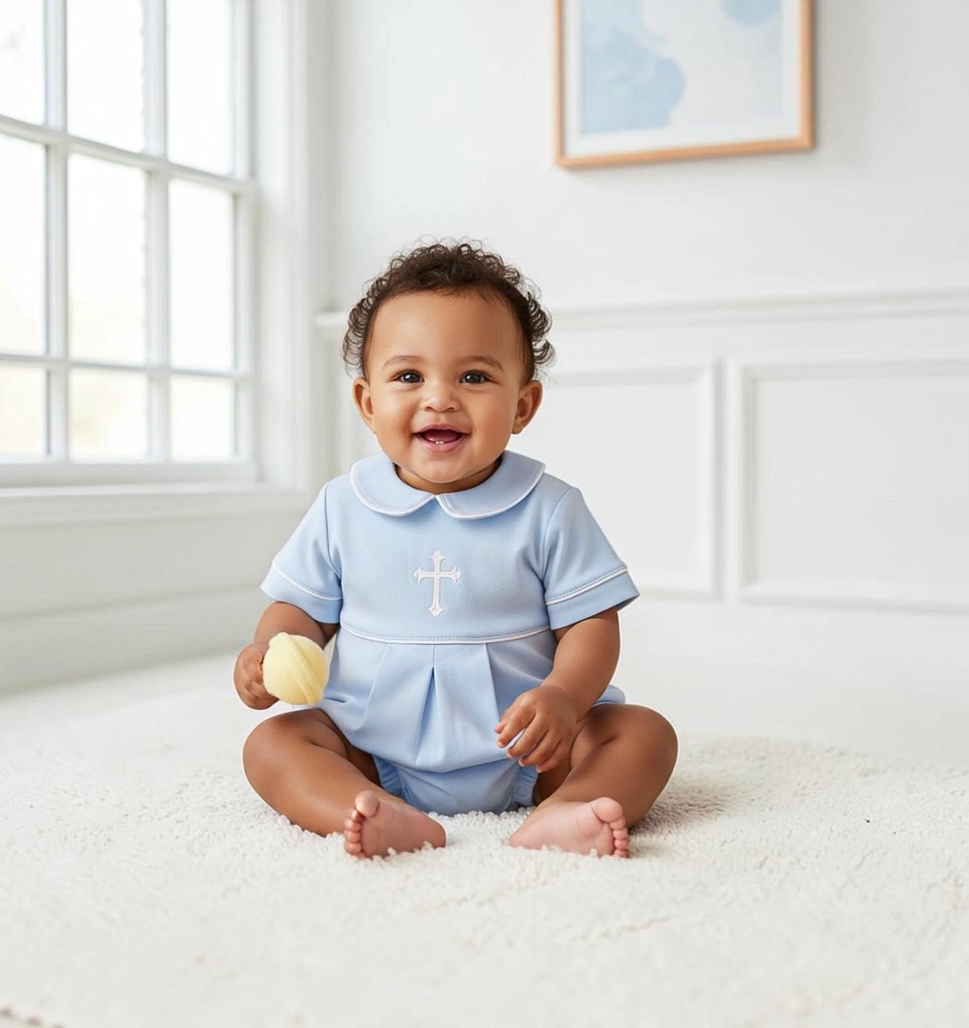 Aaron Shortie Baptism Romper- 5 Color Options