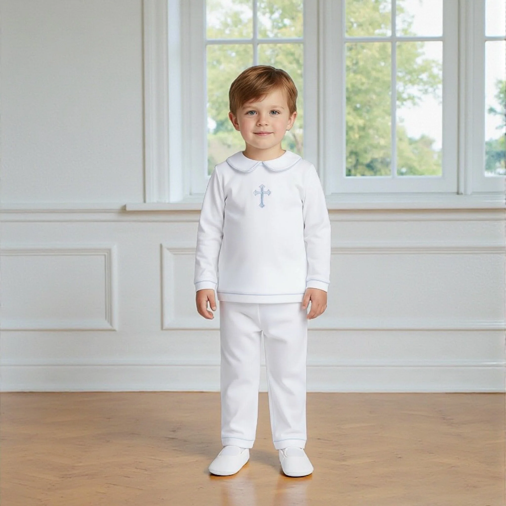 Henry Baptism Long Sleeve & Long Pant Two Piece Set