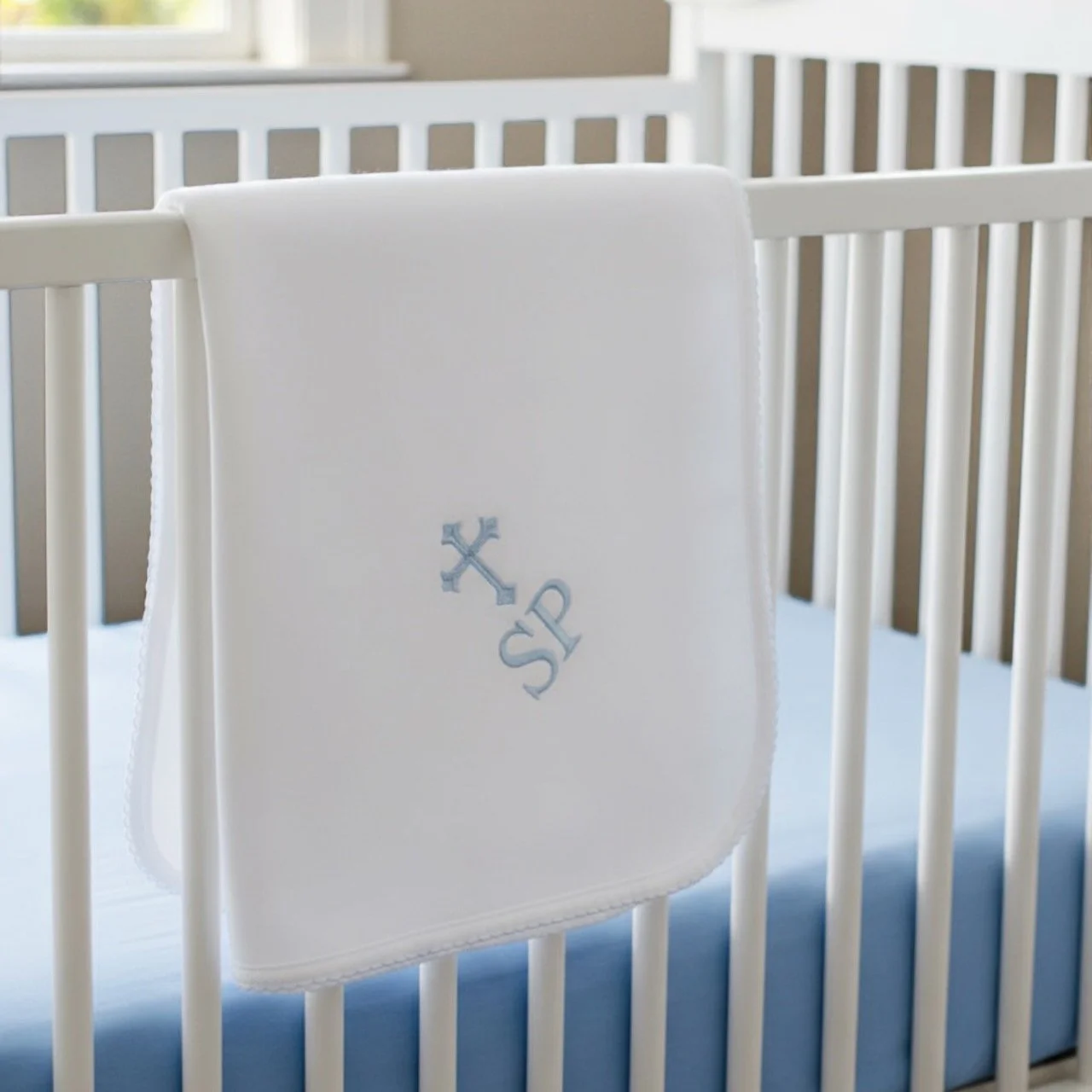 Baptism Blanket with Fancy Pricop Trim