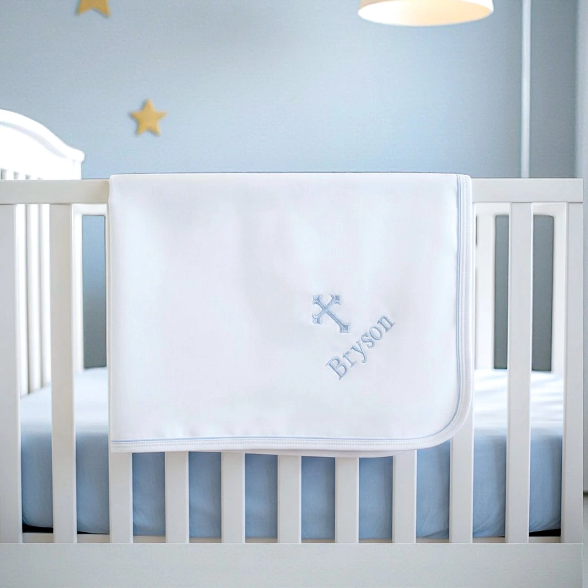 Baptism Blankets with Piping Trim