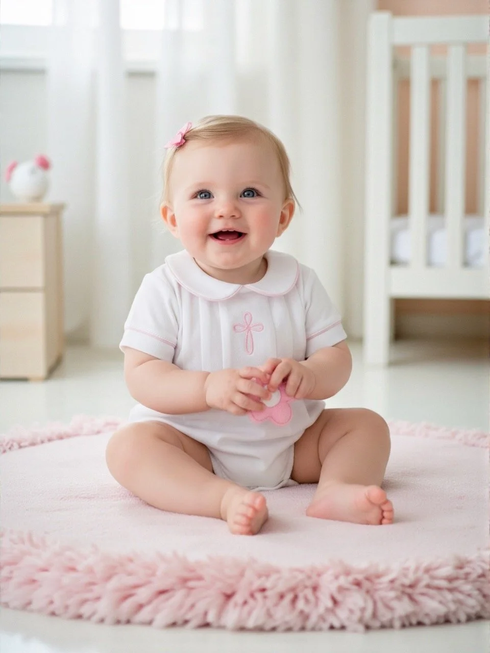 Pleated Pima Cotton Girl Baptism Bubble (2 Colors)