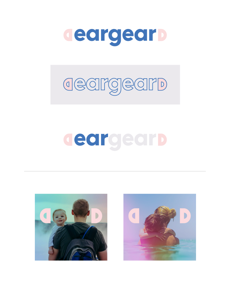EarGear is a medical device for infants that corrects major ear deformities. The logotype is bookended by small ears, which serve as a thematic graphic element throughout communications.