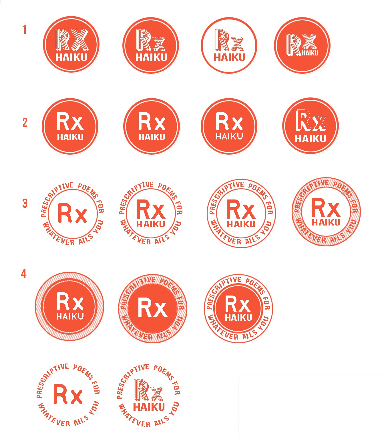  Logo concepts for  Rx Haiku, &nbsp;an art installation project by Michelle Fiordaliso. 