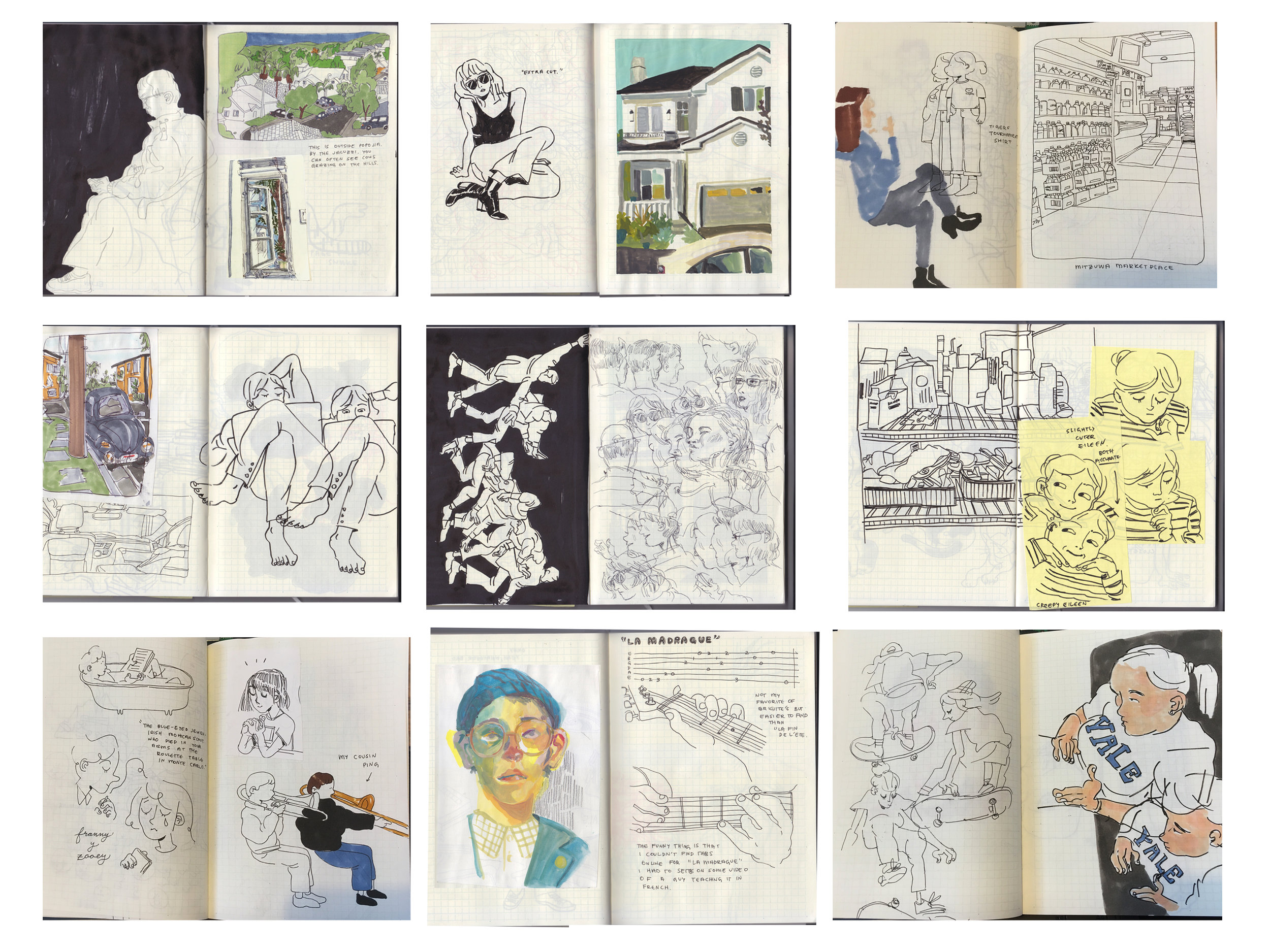a compilation of some spreads from a sketchbook made during early/mid 2017