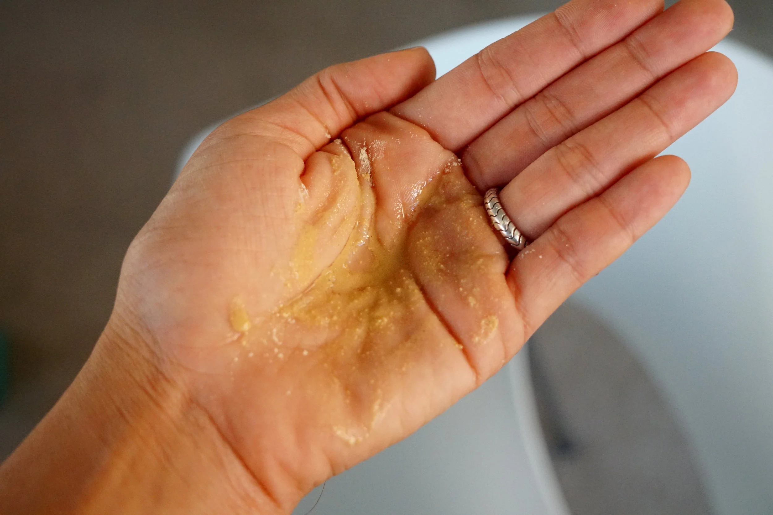 All you need to do is put some powder in your hand and add water!