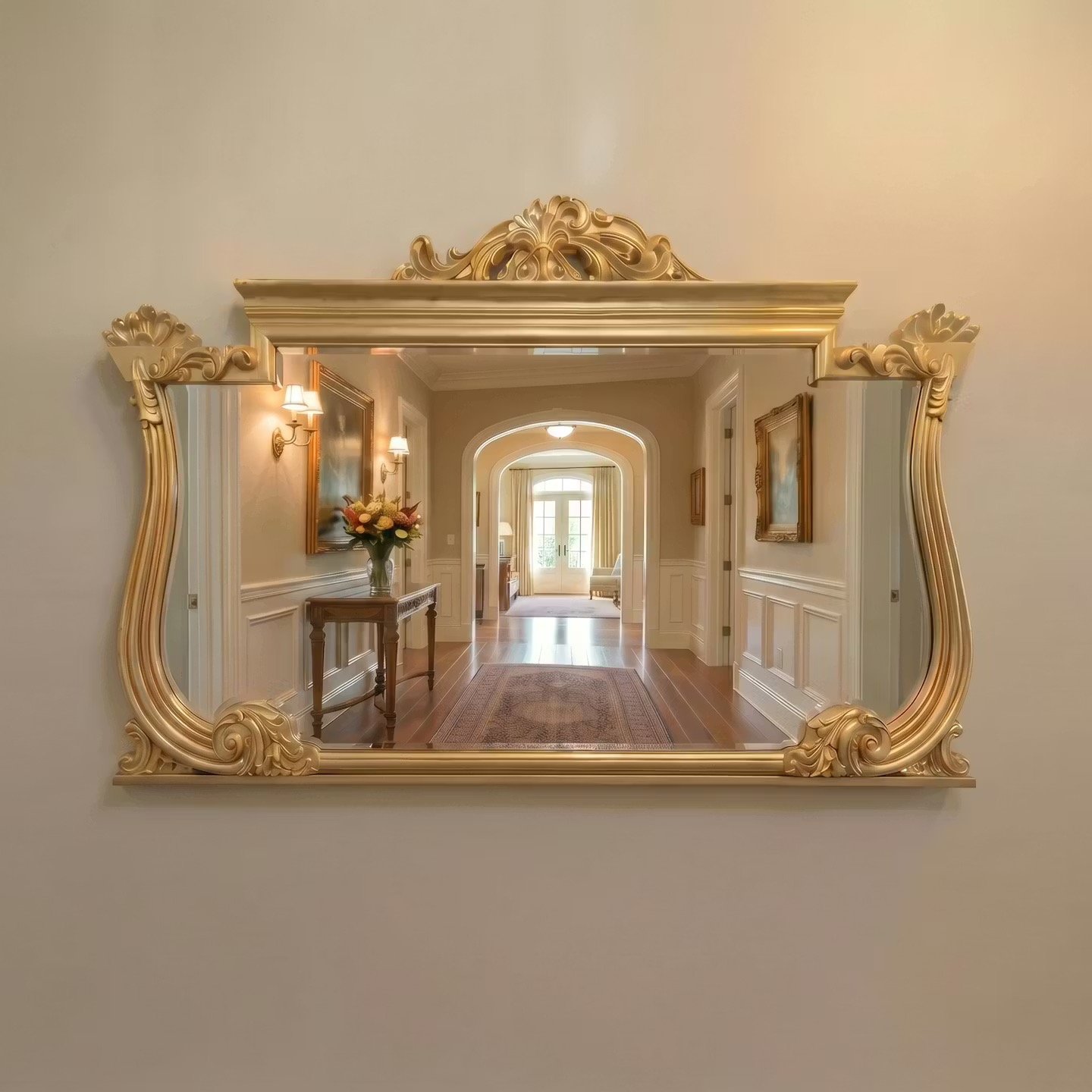 Very large re-gilded old mirror