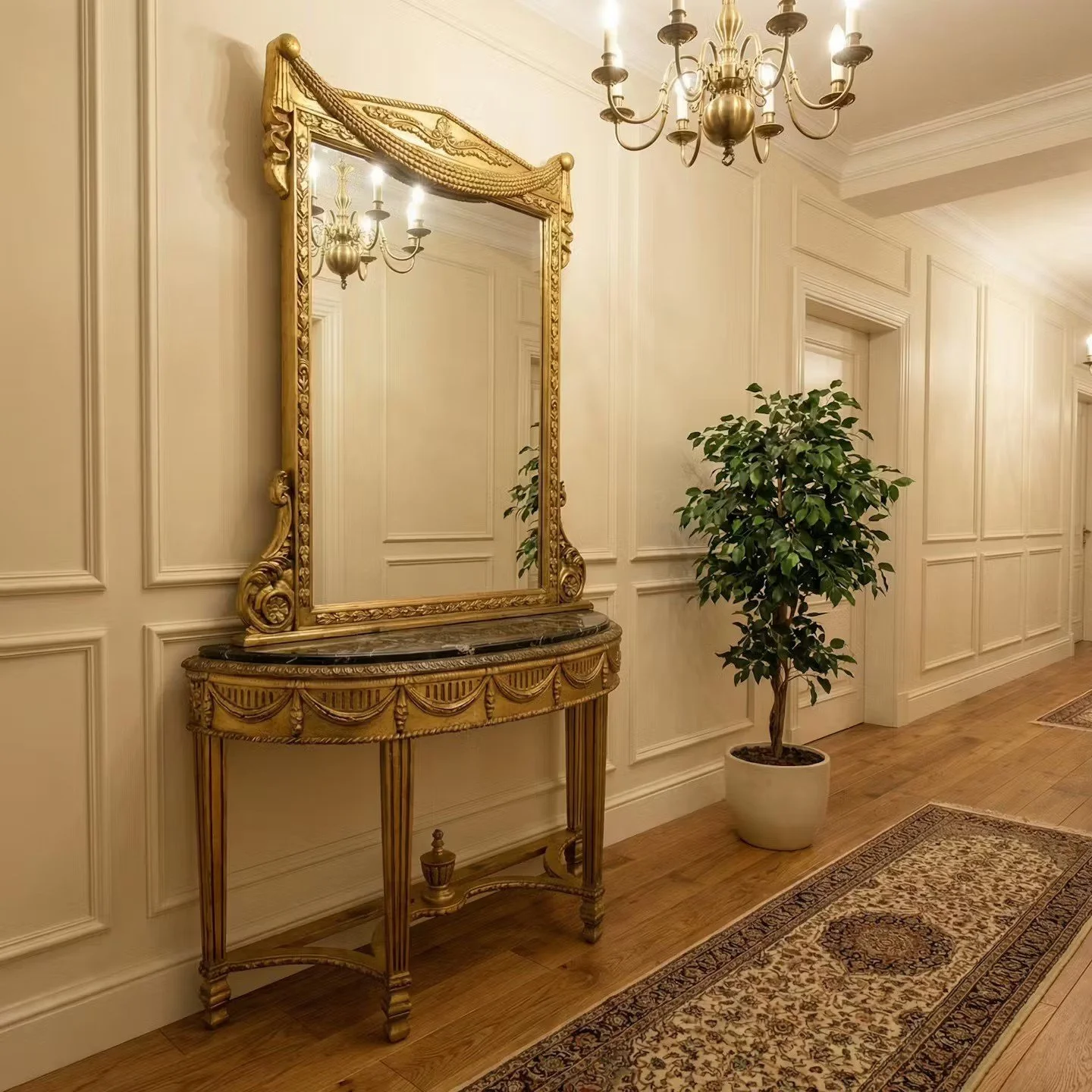 Old Gold Console table and Mirror