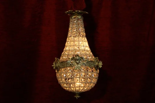 Brass and glass chandelier