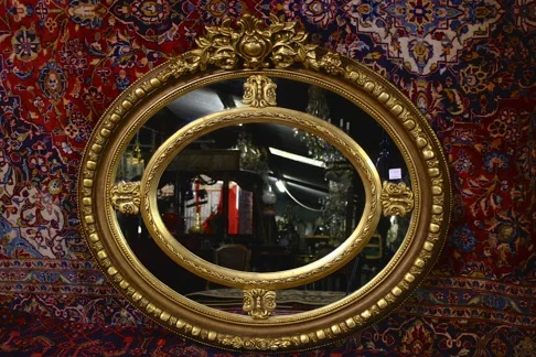 GILT OVAL DOUBLE FRAMED MIRROR