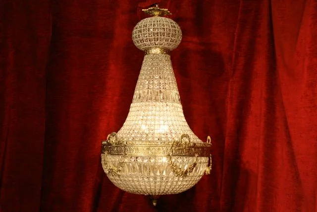 Renaissance Antique Dublin Ireland LARGE BRASS AND GLASS CHANDELIER