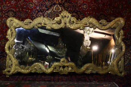 NICELY CARVED LARGE DRAGON MIRROR
