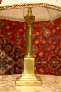 Renaissance Antique Dublin Ireland Brass corinthian column table lamp