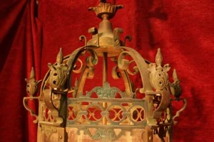 Renaissance Antique Dublin LARGE BRASS BEVELED GLASS LANTERN