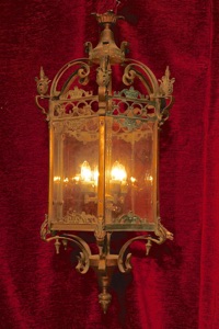 Renaissance Antique Dublin LARGE BRASS BEVELED GLASS LANTERN