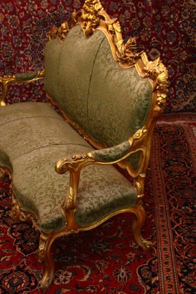 Renaissance Antiques Dublin Ireland OLD GILT SALON 3 SEATER AND TWO CHAIRS