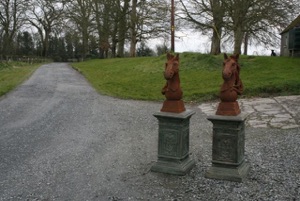 Renaissance Antique Dublin Ireland Cast iron horses and cast iron plinths