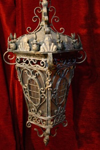 Renaissance Antique Dublin Large heavy wrought iron lantern